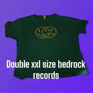Xxl sized green tee bedrock records double yellow smiley faces RARE